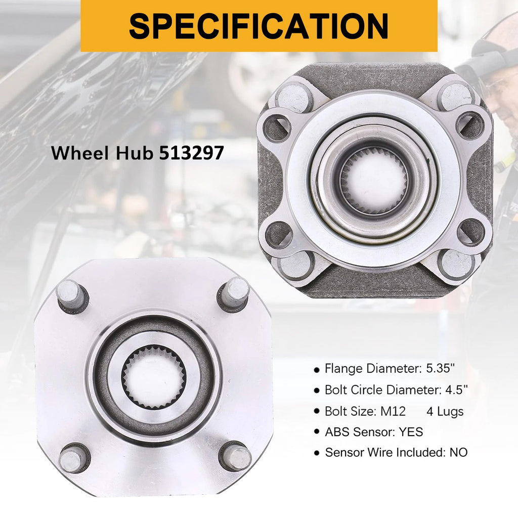 Pair Front Wheel Hub Bearing Assembly for Nissan Sentra (2007–2012) w/ABS
