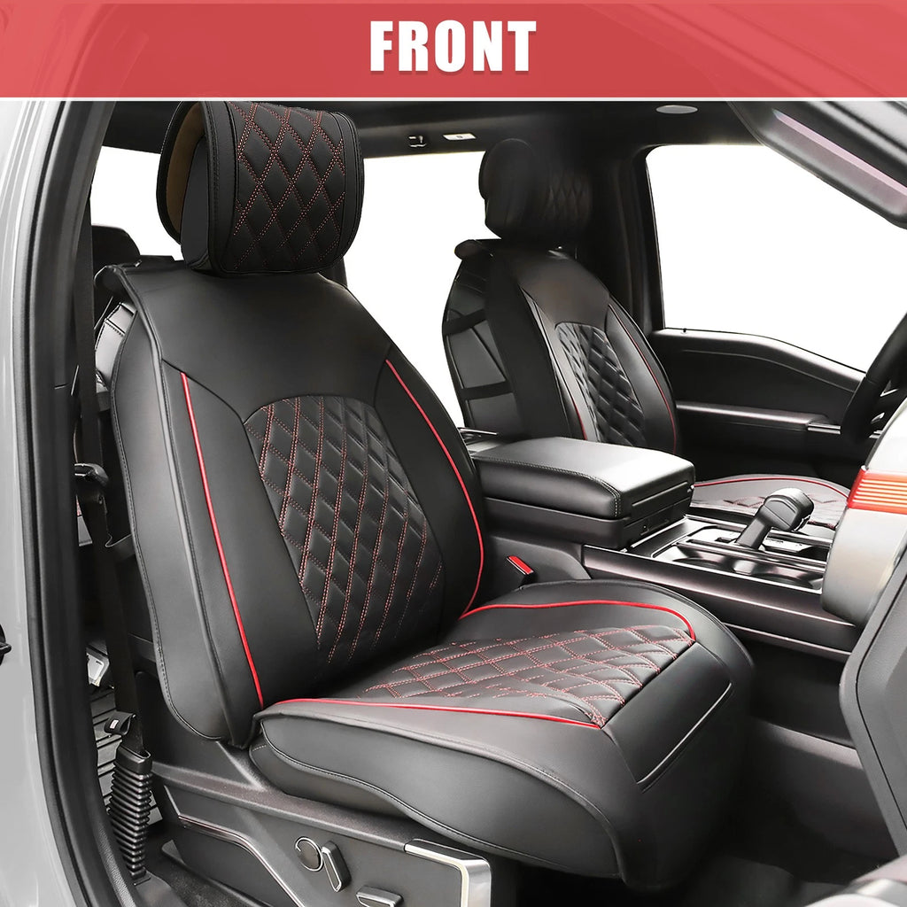 Set of 2 Front Seat Covers for Toyota Tacoma  Black Red