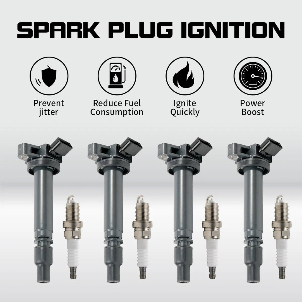 Set of 4 Ignition Coils & Iridium Spark Plugs for Toyota Corolla Matrix Celica (2003–2008)