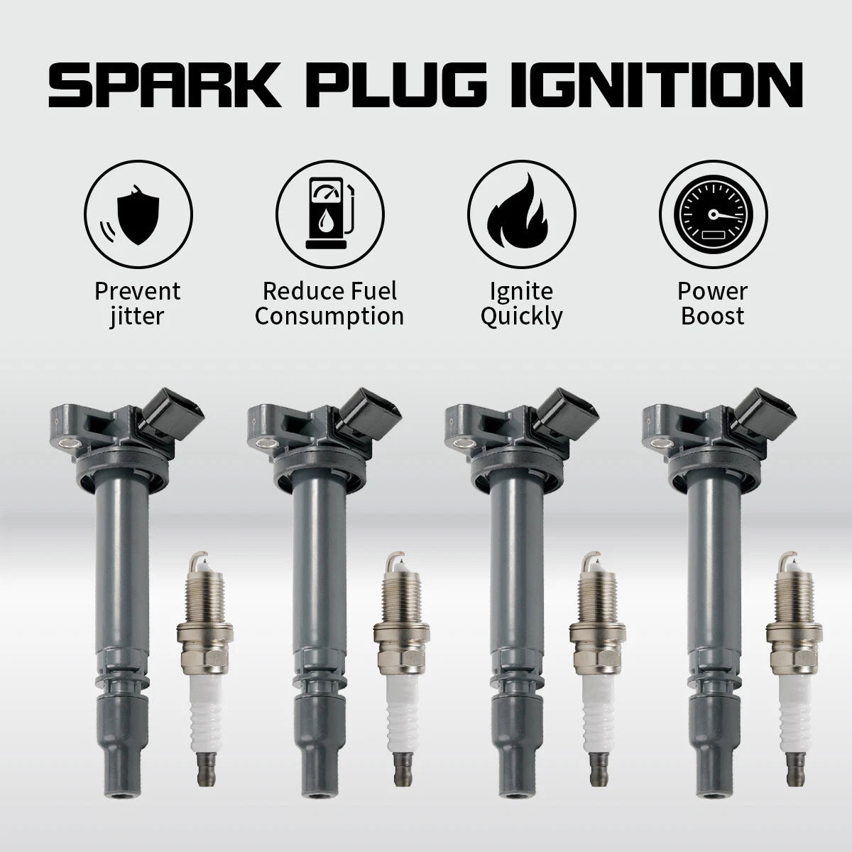 Set of 4 Ignition Coils & Iridium Spark Plugs for Toyota Corolla Matrix Celica (2003–2008)