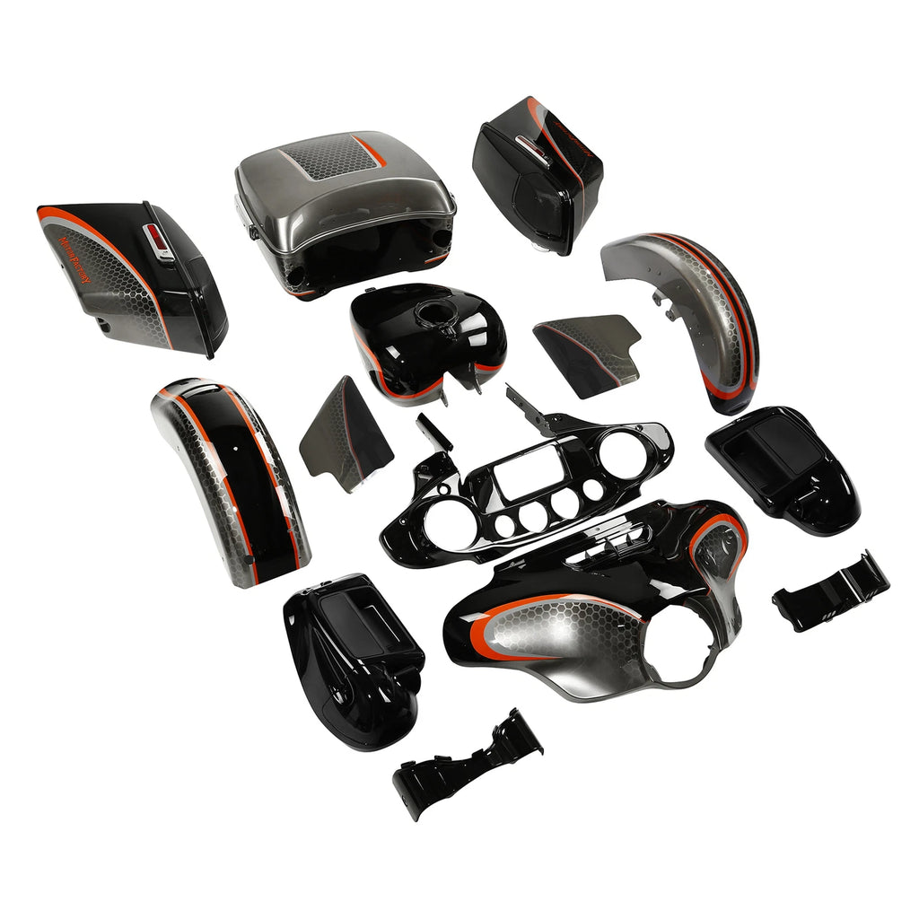 Fairings Bodywork for Harley Touring Electra Glide (2014–2024) Black Honeycomb Fade