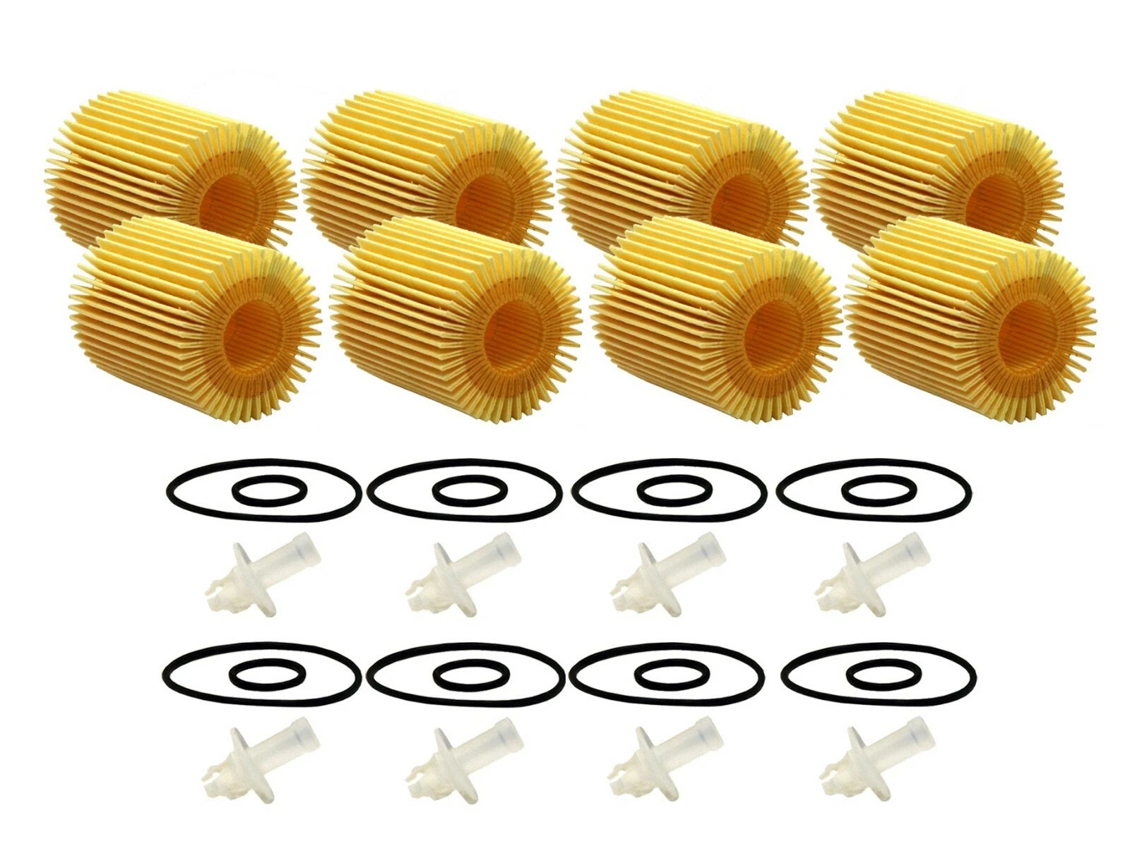 Set of 8 Engine Oil Filters for Lexus Toyota (Metal Free)