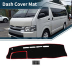 Dashboard Cover Mat for Toyota Hiace (2004–2024) with Sticker Black Red