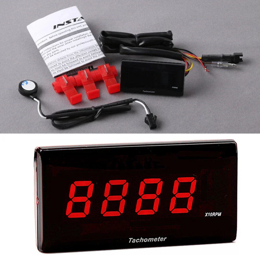 12V Red LED Digital Motorcycle Tachometer Gauge for Various Models