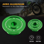 Aluminum Engine Cover Caps for Kawasaki KLR650 (1987–2024) - Green