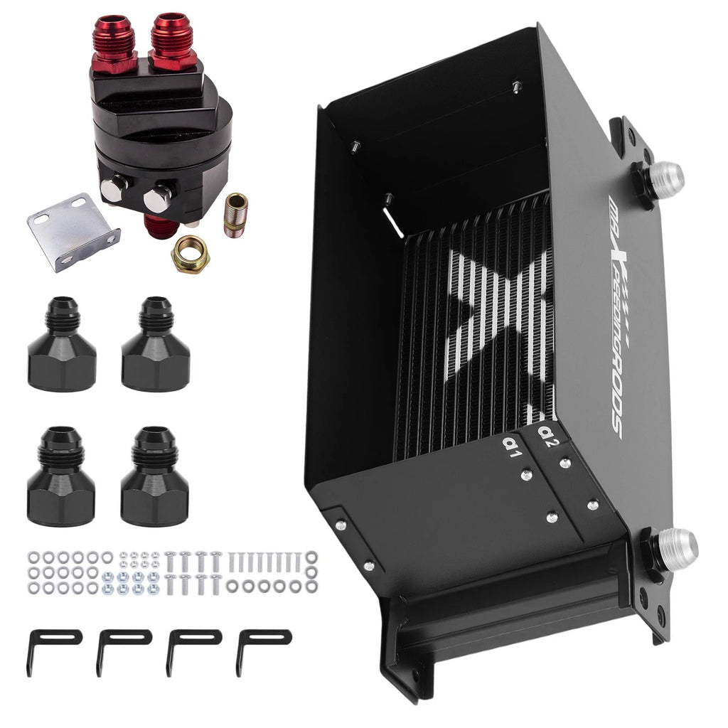 AN10 25-Row Stacked Plate Transmission Oil Cooler Universal Aluminum Black
