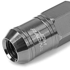 Set of 4 Open-End Aluminum Gun Metal Lug Nuts + Adapter M12x1.5 21mm OD 50mm Tall