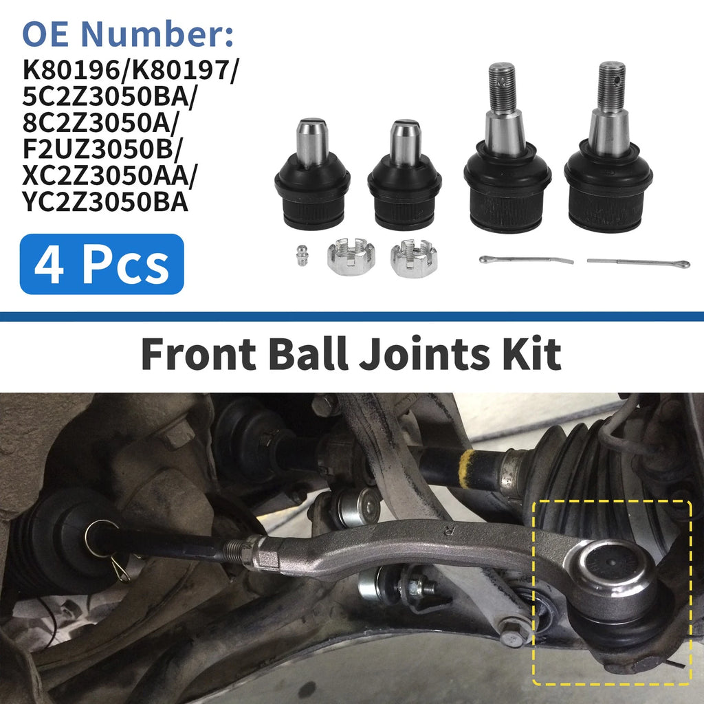 Set of 4 Front Upper & Lower Ball Joints for Ford E-150 (2007–2014) No.K80196/K80197