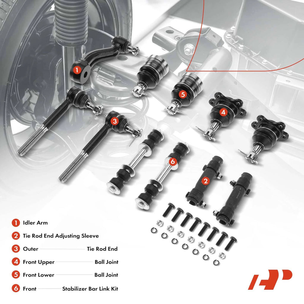 Set of 11 Front Idler Arm Sway Bar Tie Rod End Ball Joint for Chevrolet GMC