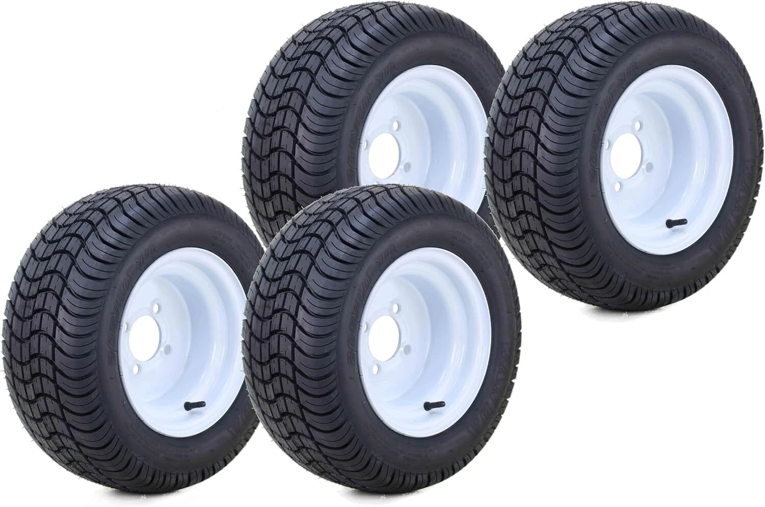 Set of 4 WANDA Golf Cart Tire Rims 205/50-10 White 4 Lugs 4" PCD -14011