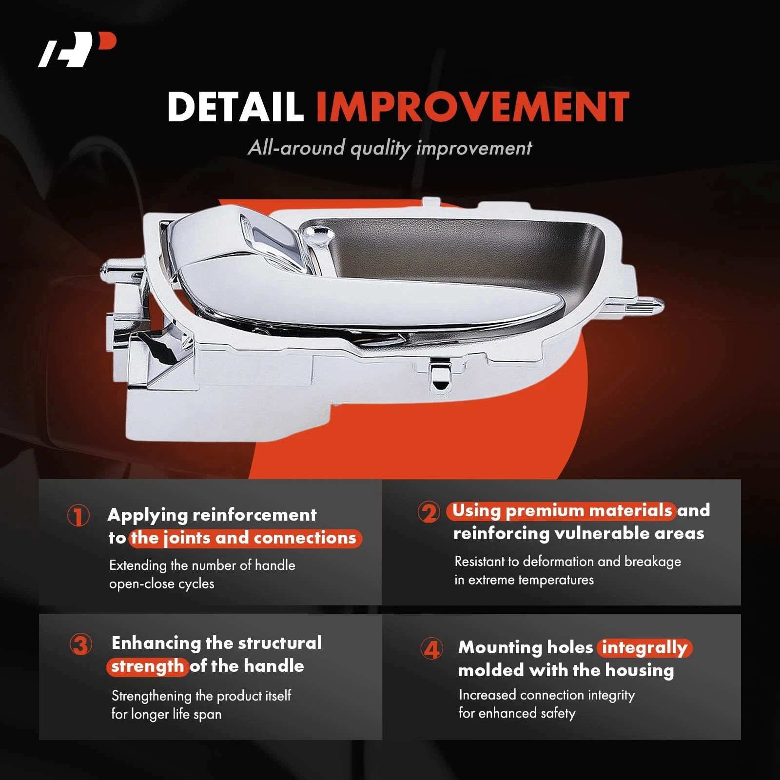 Left Chrome Interior Door Handle for Toyota Yaris (2007â2016)