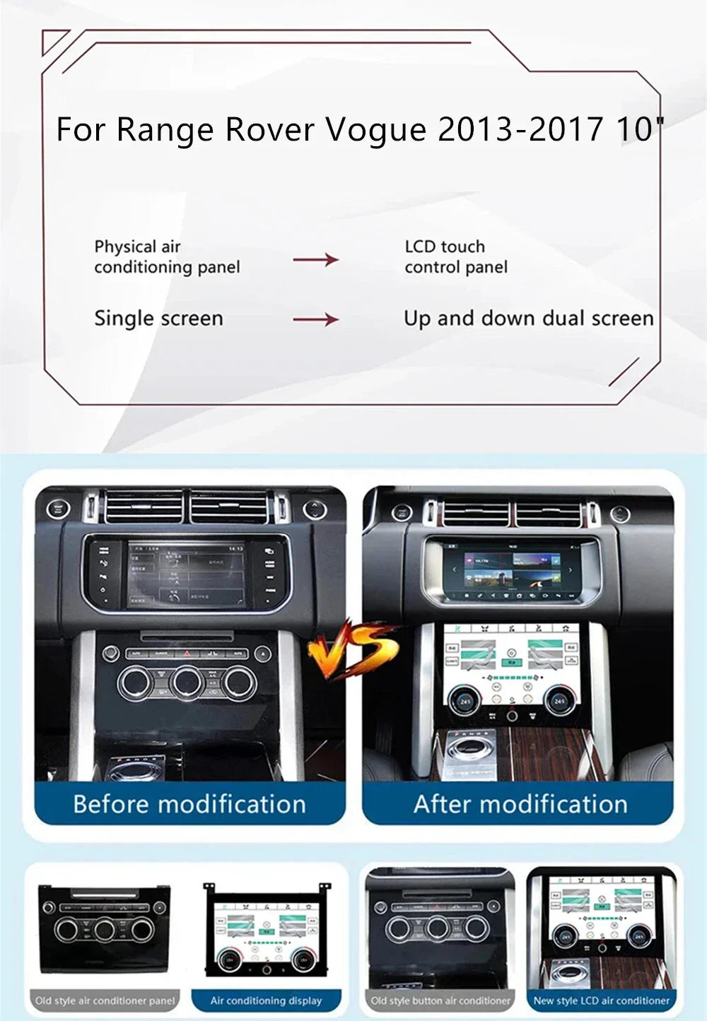 10" Touchscreen AC Control Panel for Range Rover Vogue (2013-2017)