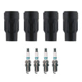 Set of 4 Denso Iridium TT Spark Plugs & Coil Boots for Dodge Caliber Lancer (200)