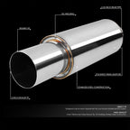 3" OD Round Straight Tip Exhaust Muffler for Universal Applications (2010–2023)