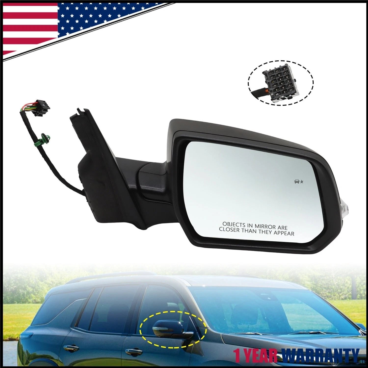Turn Signal & Blind Spot Mirror for Chevy Traverse (2022–2024) 8 Pins
