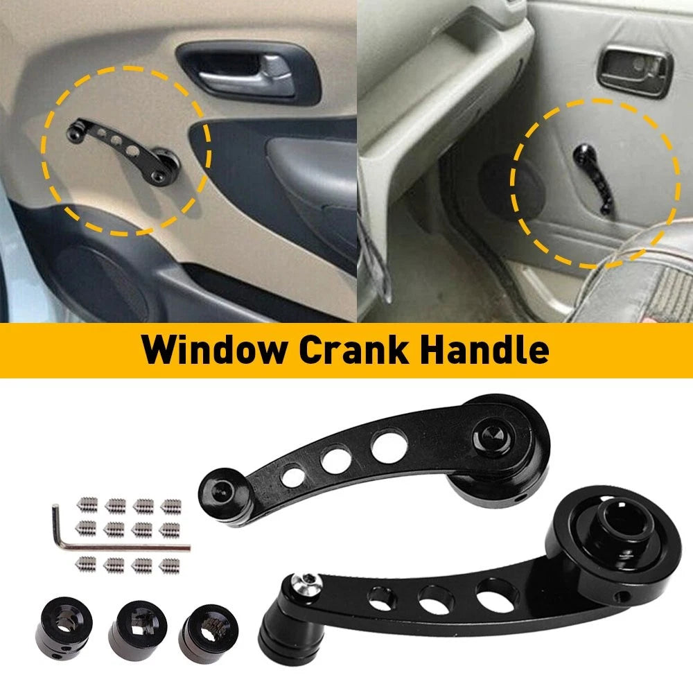2X Black Aluminum Manual Crank Handles for Car (Universal Fit)