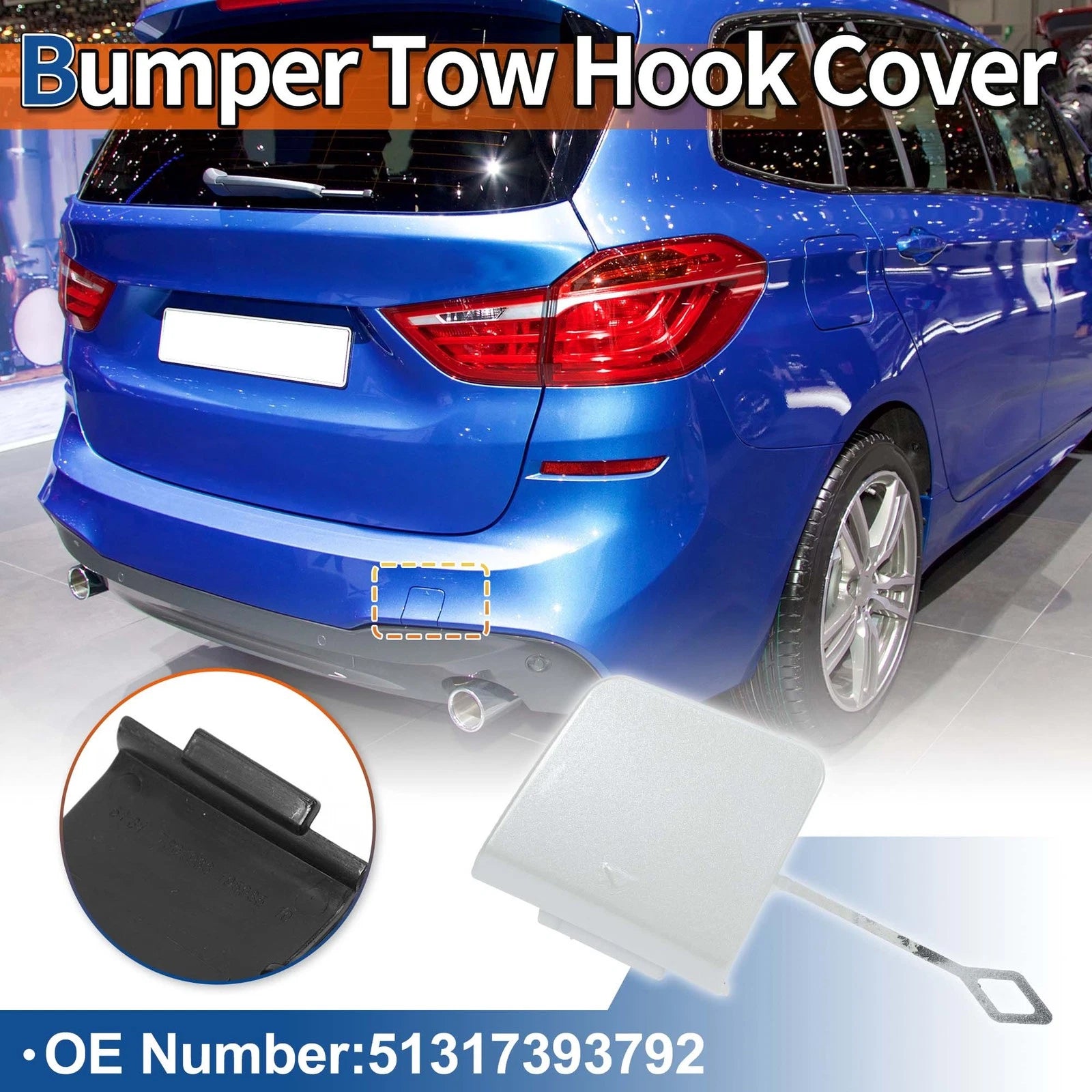 Rear Tow Hook Cover for BMW 2 Series F45 (2014–2021) No. 51317393792 Mineral White
