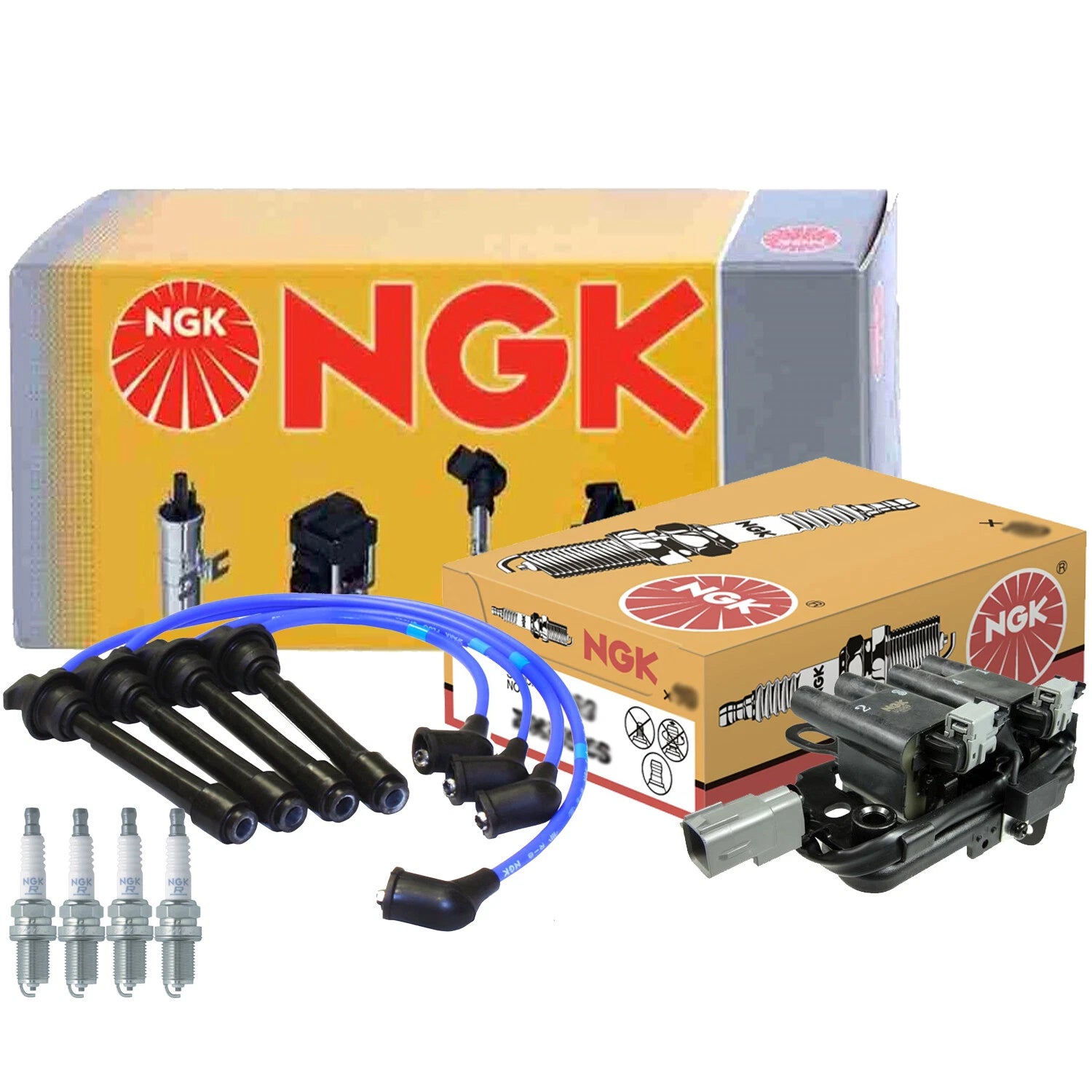 NGK DIS Ignition Coil Wires & 4 Spark Plugs Kit for Hyundai Kia 2.0 L4