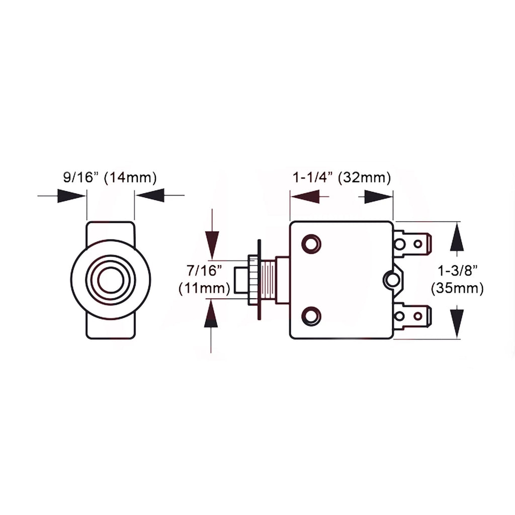 2X 10 Amp Push-Button Reset Circuit Breaker FO1431-M2 (125-250V AC, 50V DC)