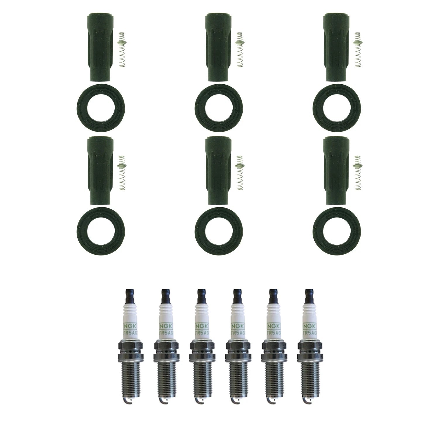 Set of 6 NGK G-Power Platinum Spark Plugs & Coil Boot Kit for Camry Highlander RAV4 (V6)