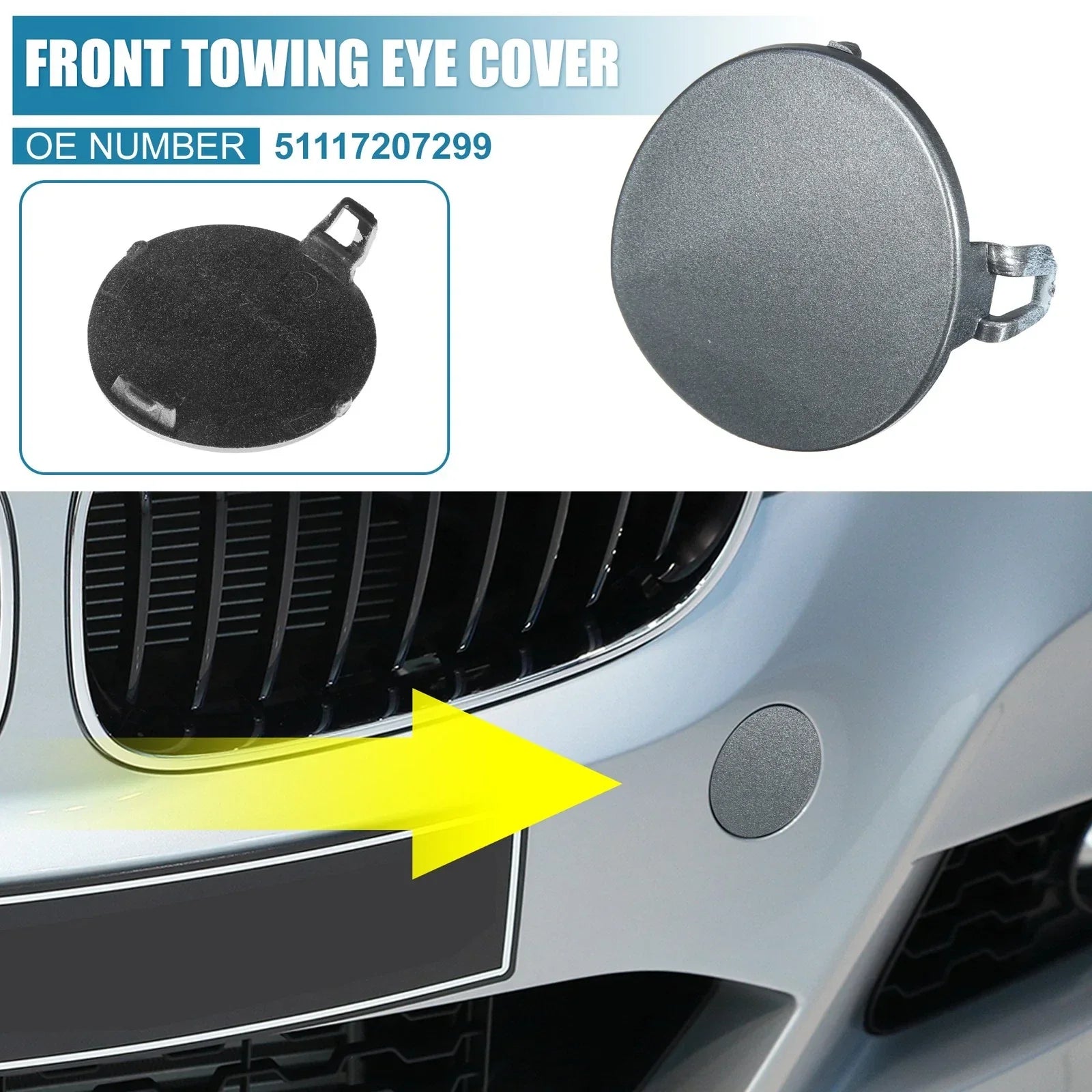 Front Bumper Tow Hook Cover for BMW 3 Series E90/E91 (2009-2012) Gray