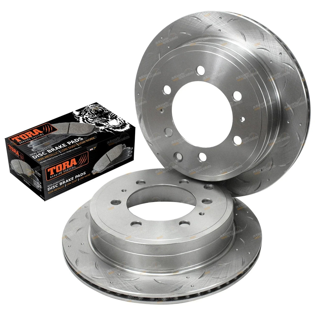 Rear Disc Rotors & Brake Pads Slotted/Drilled for Prado 120 Series (2002–2009)
