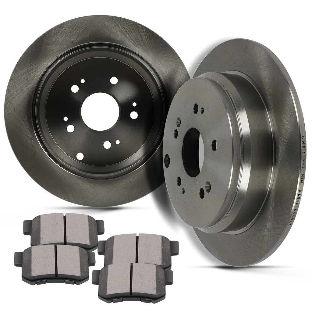 Rear Brake Rotors + Ceramic Pads for Acura RDX (2007–2012)