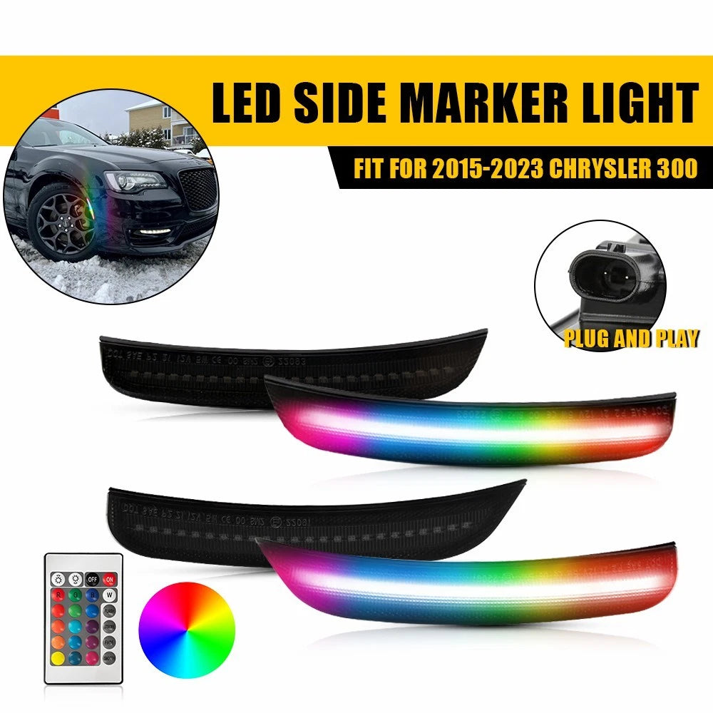 4X RGB LED Bumper Marker Lights for Chrysler 300 (2015–2023)