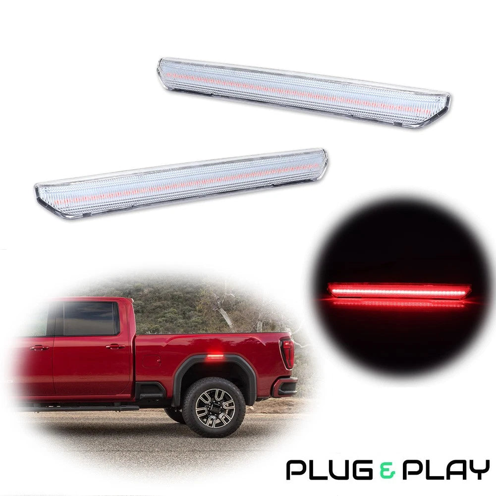 LED Rear Red Lens Side Marker Lights for GMC Sierra 2500 3500 Denali AT4 (2020–2024)