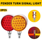 2X Round LED Pedestal Fender Lights for Truck Trailer