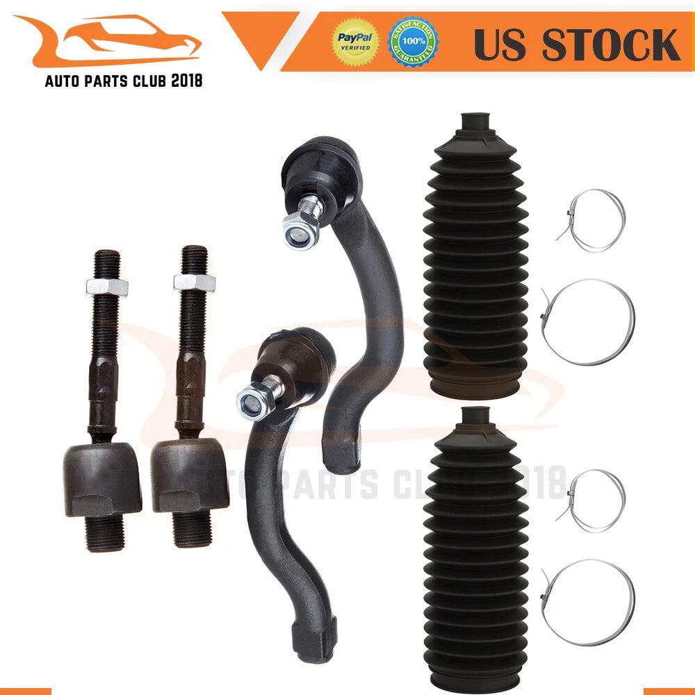 Set of 6 Rack and Pinion Bellow Tie Rod Links for Honda Accord (2008–2012)