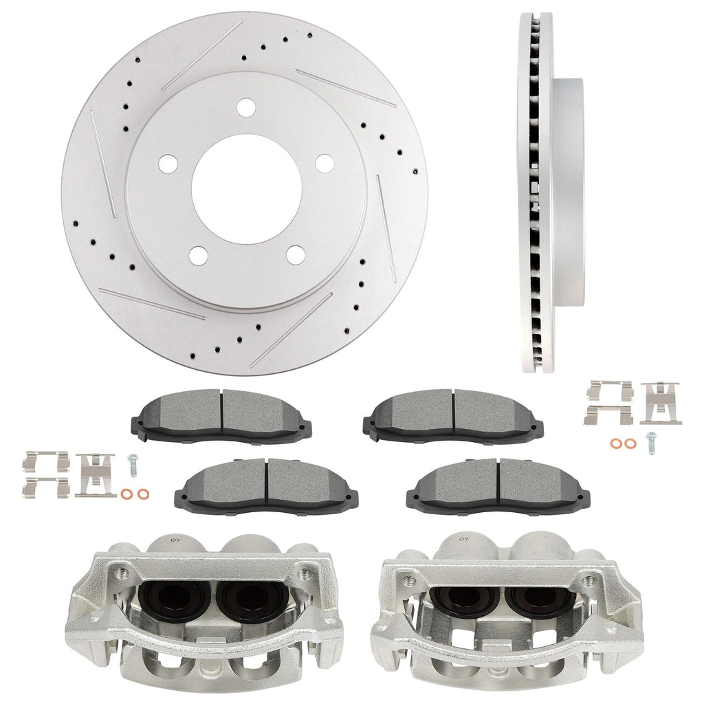 Set of 8 Brake Calipers, Rotors & Pads for Ford F-150 4WD (1997–2003)