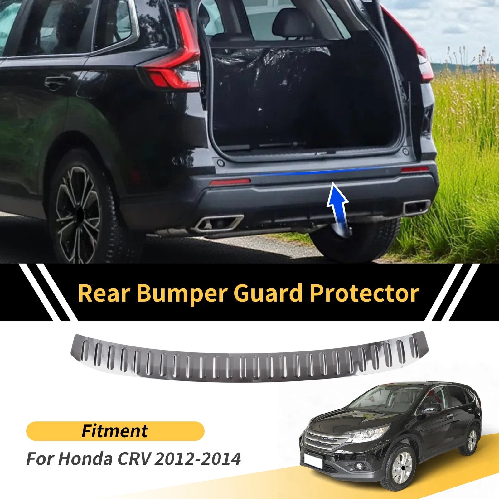 Rear Bumper Topper for Honda CR-V (2012–2014) Silver Tone 1 Pcs