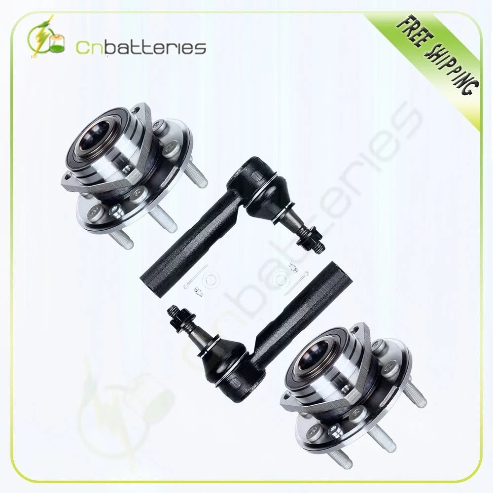 Set of 4 Front Wheel Hub and Bearing Assembly Outer Tie Rods for Cadillac SRX