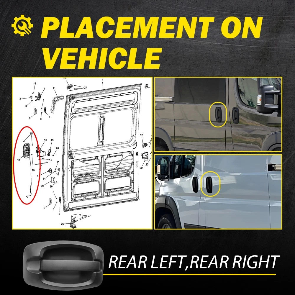 Sliding Door Handle with Cable for Ram ProMaster 3500 2500 1500 (2014–2021)