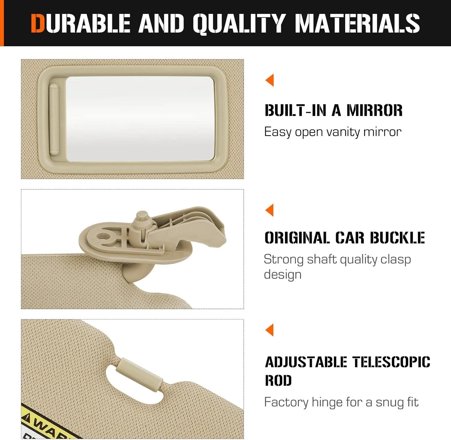 Set of 2 Sun Visors for Hyundai Elantra (2011–2015) Beige Right + Left