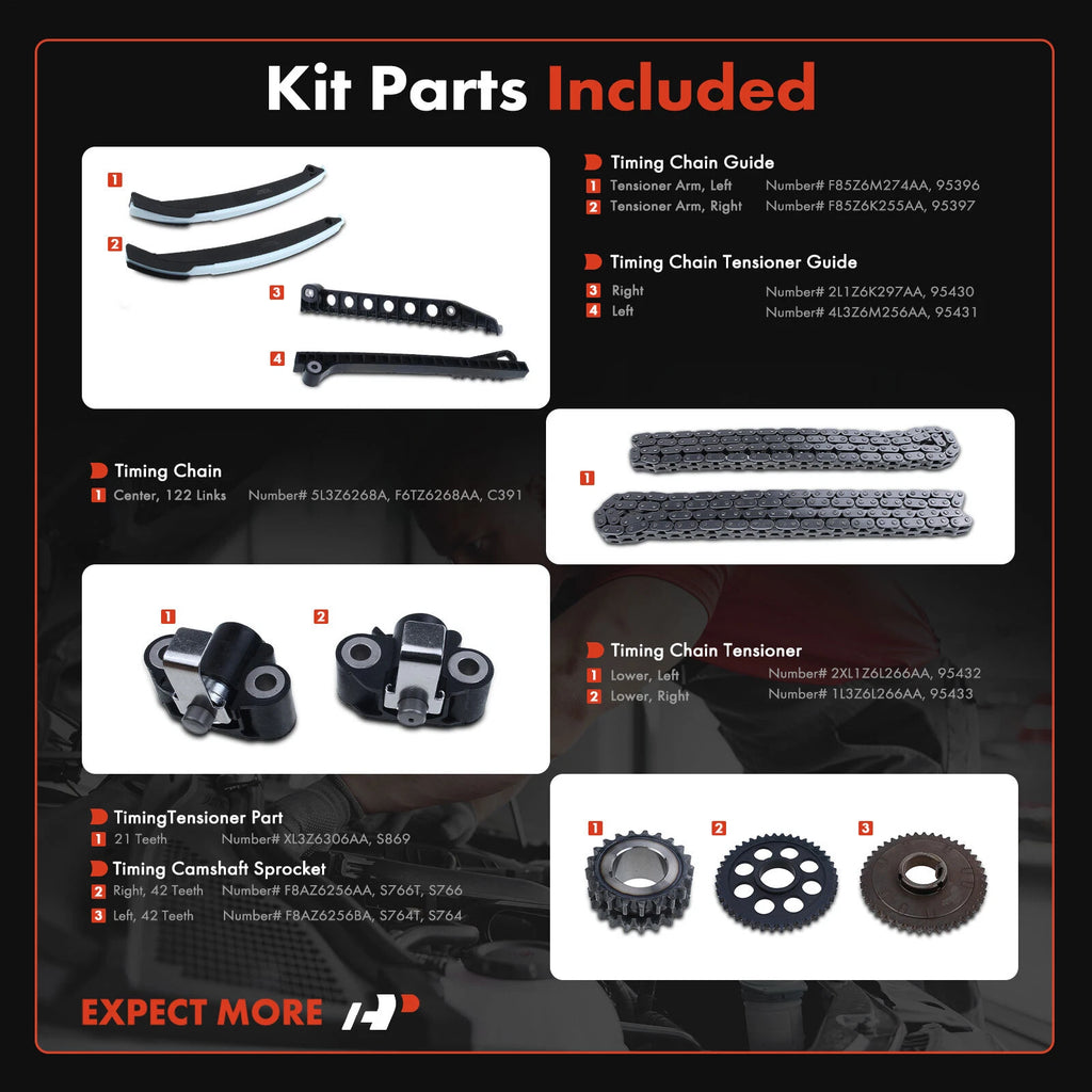 11x Timing Chain Kit for Ford F-150, Expedition, F-250, Lincoln (2002–2003)
