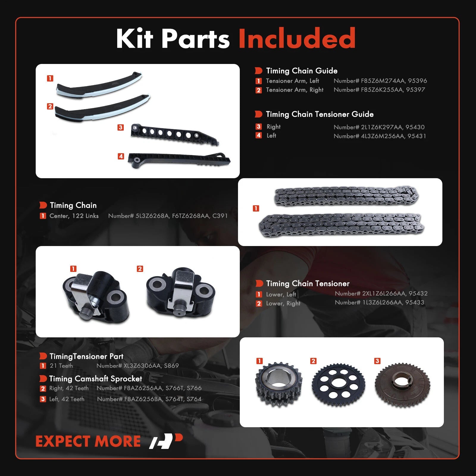 11x Timing Chain Kit for Ford F-150, Expedition, F-250, Lincoln (2002–2003)