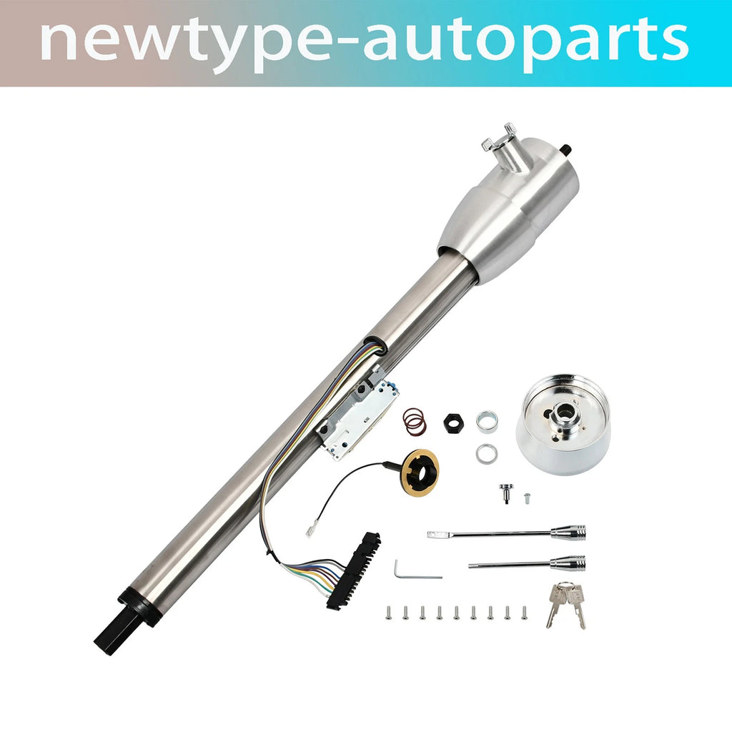 32" Stainless Tilt Manual Steering Column with Key & 9 Bolt Adapter for