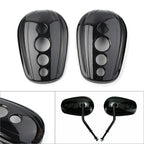Black Oval Rearview Mirror Covers for Harley Dyna, Street Glide, Softail, Sportster