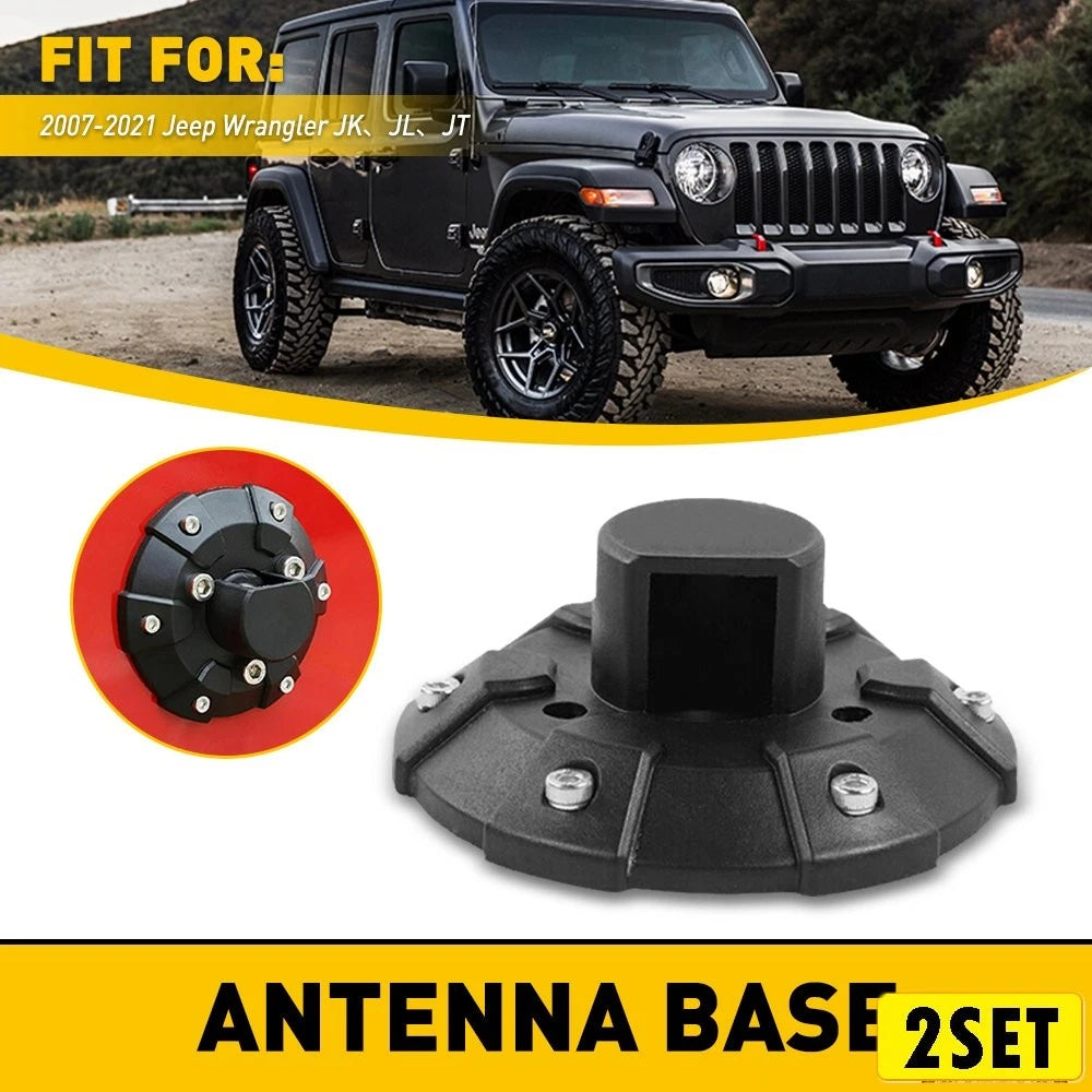 Set of 2 Antenna Cover Base for Jeep Wrangler TJ JK JL JLU (1997–2020)