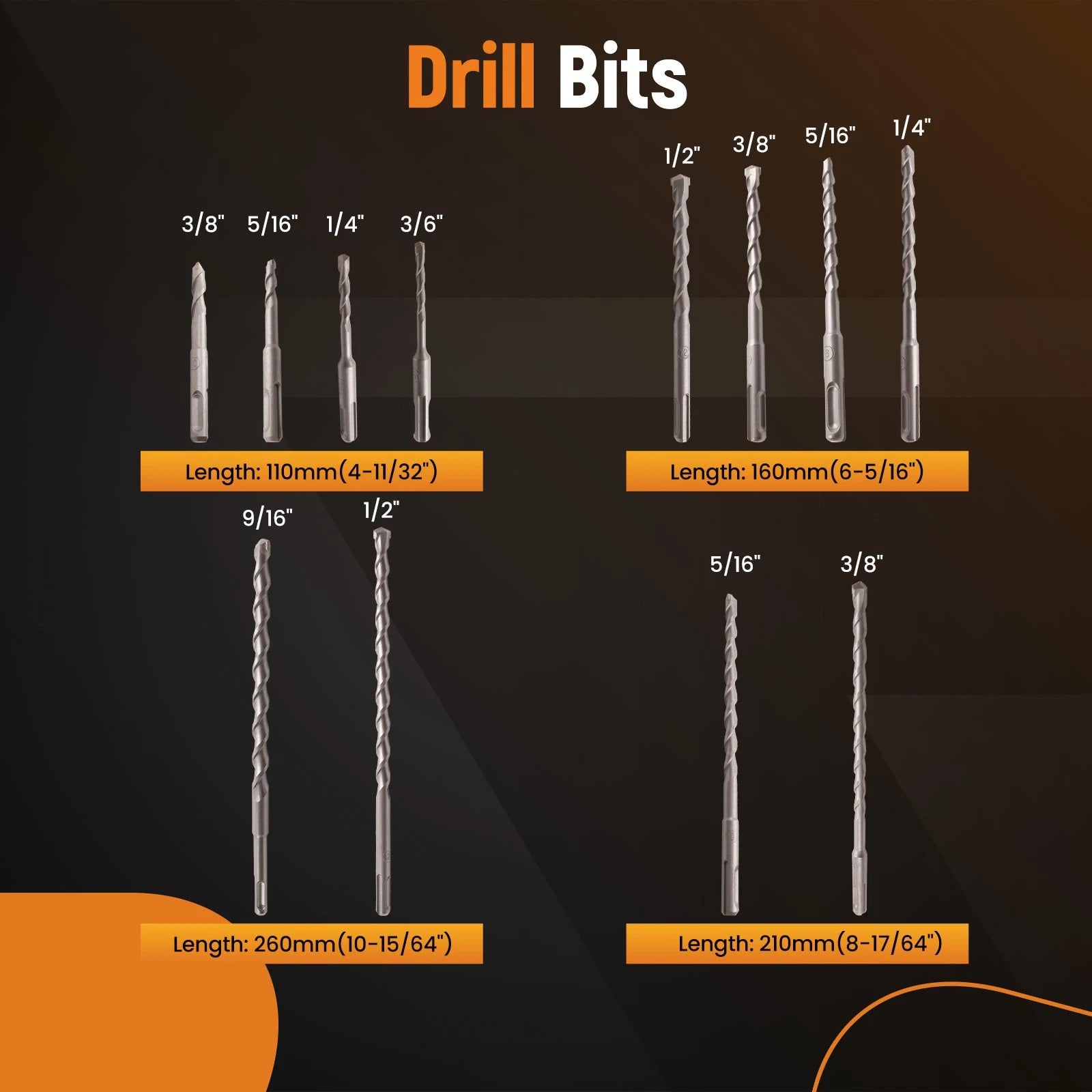Chisel Set for Drill Bits (3/16" x 110mm, 1/4" x 110mm)