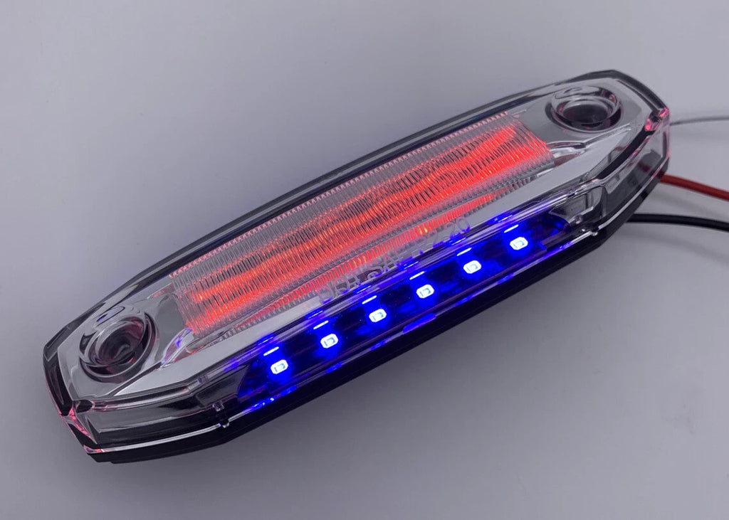 LED Marker Clearance Light w/ Blue Side Ditch for Red Clear Lens (5 Inch)