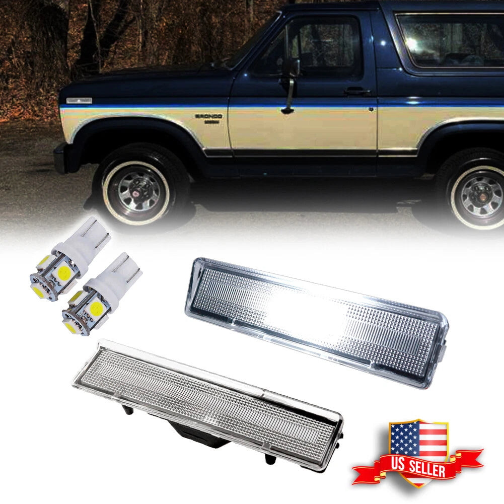 Clear Lens White LED Front Side Marker Lights for Ford F150 F250 F350