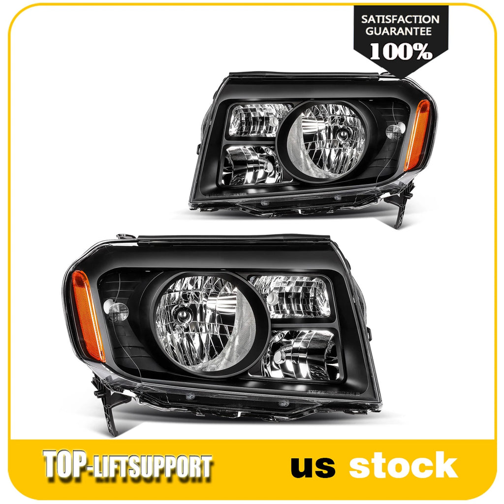 Headlight Assembly for Honda Pilot (2009–2011) Black Housing Reflector Pair