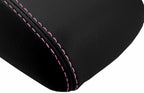 Leather Console Lid Armrest Cover for Ford Focus (2012–2018) Black Pink Stitch
