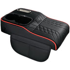 Leather Armrest Cushion with Storage & Cup Holder for Car