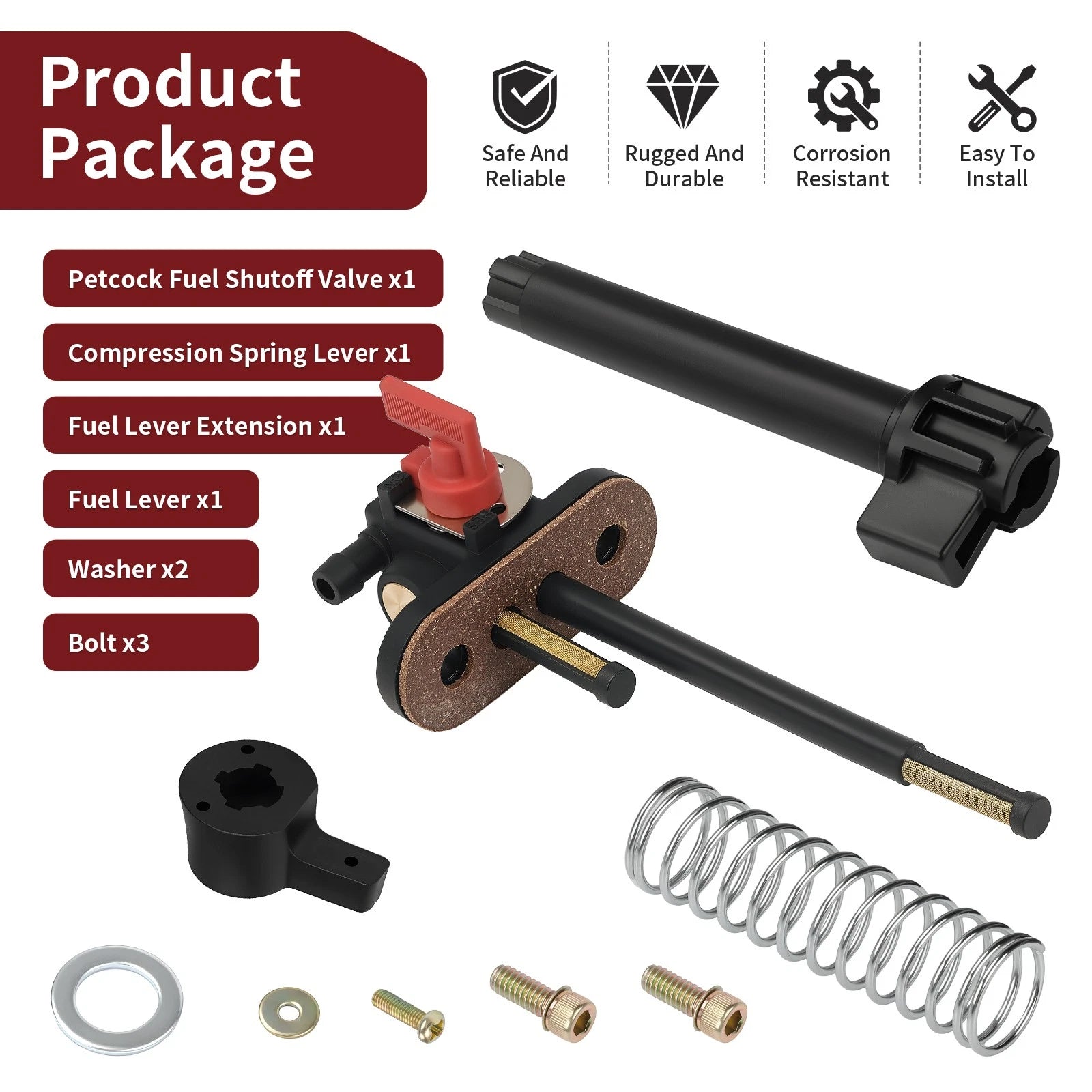 Petcock Fuel Shutoff Valve Lever Extension Spring for Polaris Scrambler 400 500 (1998–2002)