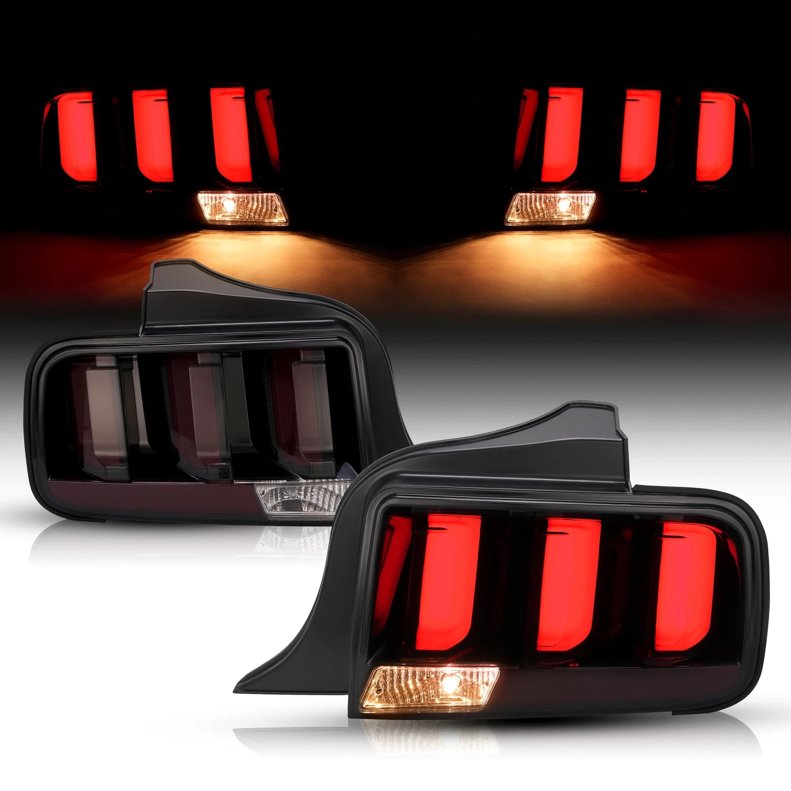 LED Tube Tail Lights for Ford Mustang (2005–2009) Smoked Signal Brake Lamps