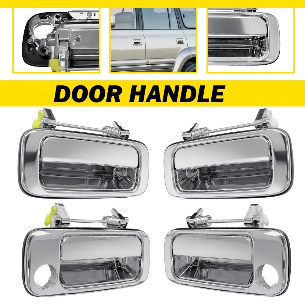 Set of 4 Chrome Door Handles for Toyota Land Cruiser 80 Series (1990–1998)